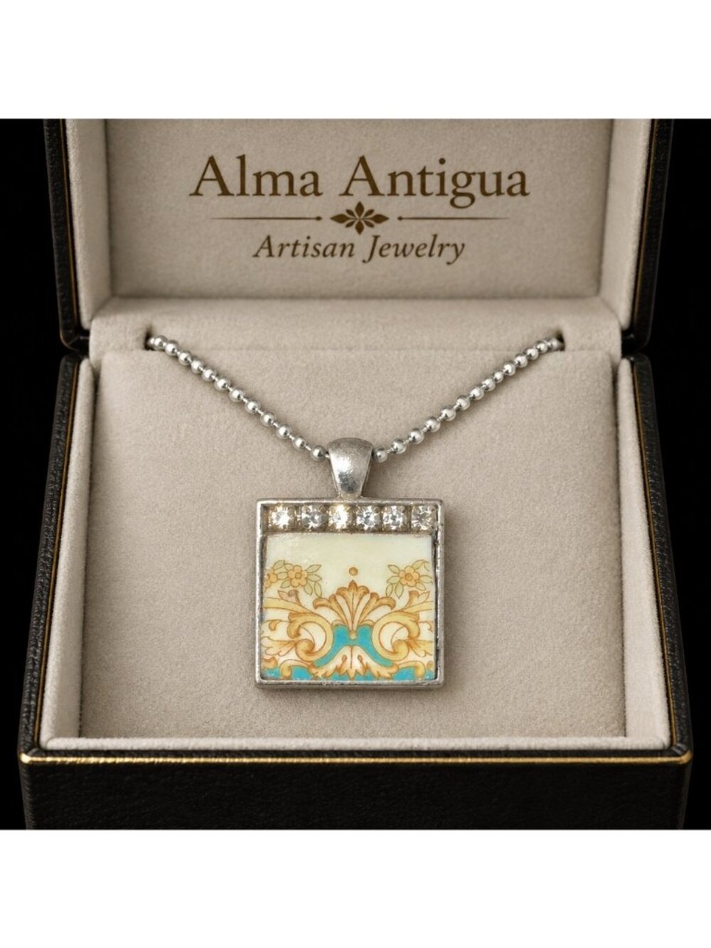 Noritake Carmela Broken China Rhinestone Necklace | Alma Antigua